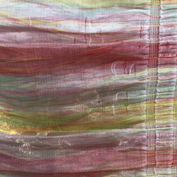 Satiny striped ruched shawl scarf - Picture 6 of 7